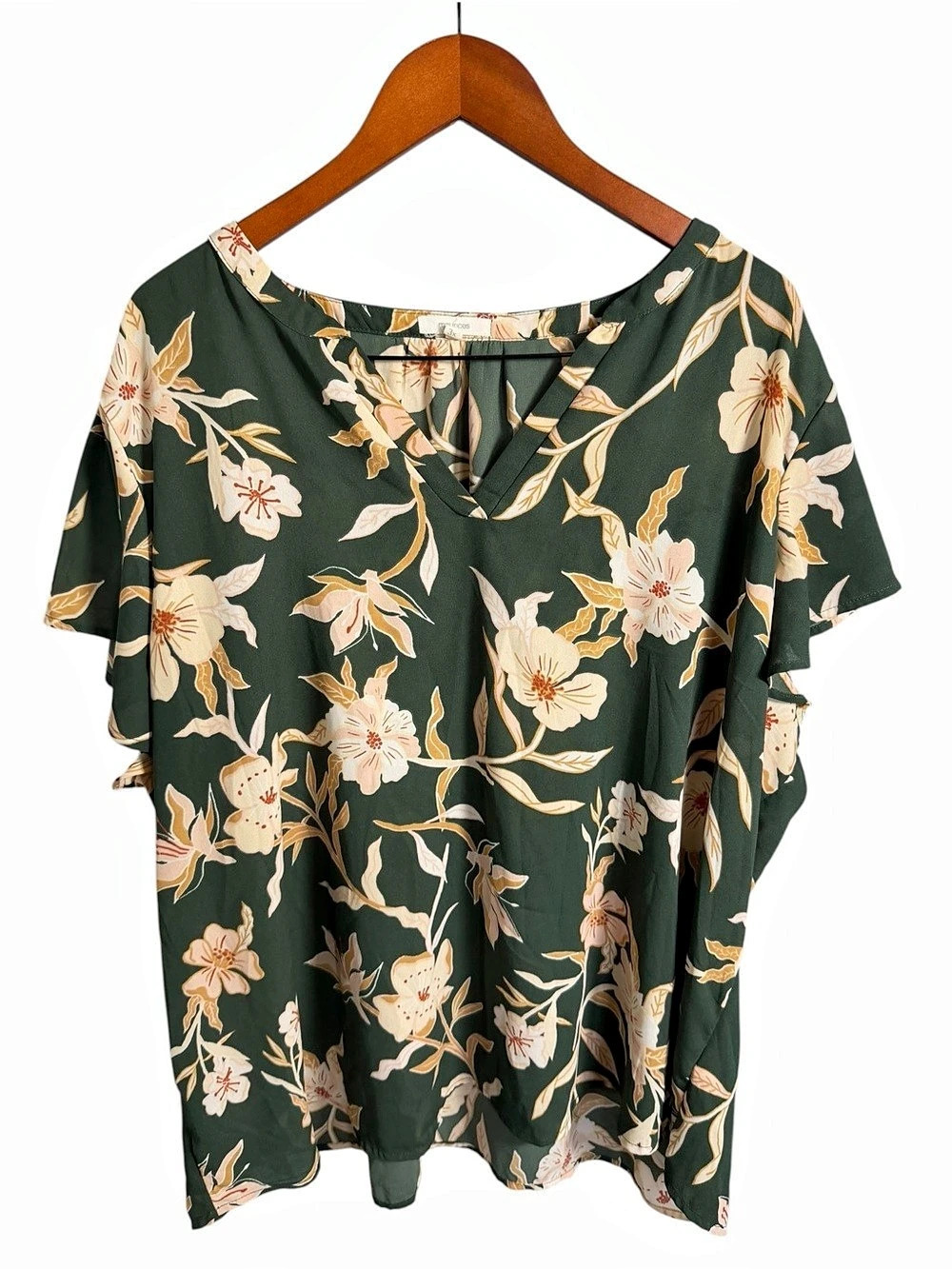 Maurices Floral Blouse in Green & Pink Size 3X 13